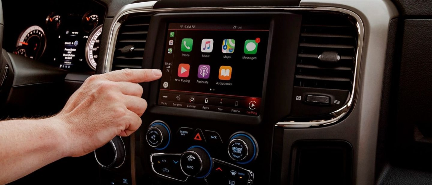 close up of dashboard and climate control system in RAM Hemi Sport 2022