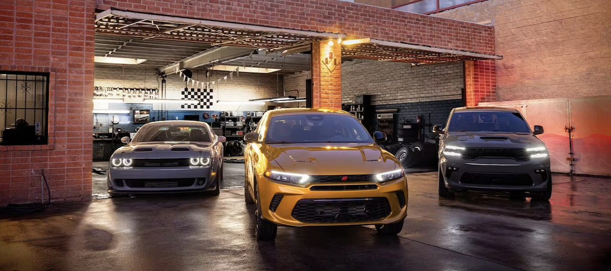 Three 2024 Dodge hornet models lined up